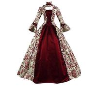 Costume Principessa Medievale Donna on Maniche a Tromba Vestito Lungo In Stile Rinascimentale Rétro Costume Da Principessa Per Halloween, Carnevale, Strega Cosplay Costume Carnevale Donna (#A-Wine, M)