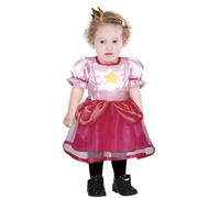 Costume principessa rosa videogame sovrana del regno dei funghi neonata