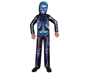 Costume Ragazzo Scheletro in Materiali Riciclati e Sostenibili, per Bambino, Multicolore, 8-10 Anni