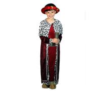 Costume re magio rosso bambino Gaspare con copricapo e copriscarpe