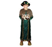 Costume re magio verde bambino Melchiorre con copricapo e copriscarpe