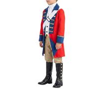 Costume Redcoat britannico per ragazzi Set Cosplay Medievale di Halloween | Costume Recita Scolastica per Halloween, Carnevale, Sfilata in Maschera, Recita di esta di Compleann