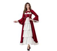 Costume rinascimentale da donna, abito rinascimentale medievale retrò, abito medievale per torta di corte con maniche a tromba, per feste di Halloween e carnevale (rosso, XL)