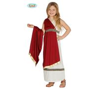 Costume romana dea bambina vestito storico lungo bianco e rosso imperatrice
