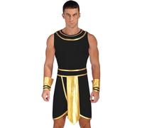 Costume Romano da Uomo, Dio Greco Zeus, Abito Toga Cosplay con Bracciali Metallic, Outfit per Feste a Tema, Carnevale, Tunica con Mantello, Cintura e Polsini per Feste Antiche