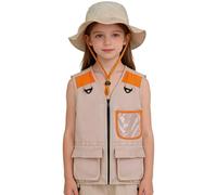 Costume Safari per Bambini | con Tasche e Tessuto Traspirante,Gilet Da Esploratore Per Bambini Senza Maniche Kit,per Ragazzi e Ragazze Avventure all'Aperto Escursioni Esplorazioni nei Parchi Naturali