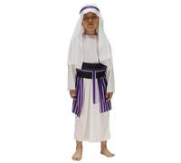 Costume San Giuseppe Bambino Vestito Pastorello per Presepe Vivente Abito Tradizionale per Natale e Recite Set Costume da Pastore Medievale per Bambini Gilet Cintura Copricapo e Tunica (A05-White, M)