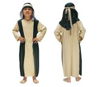 Costume San Giuseppe Pastore Bambini con Copricapo e Tunica Set di Costumi Biblici per Ragazzi Costume da Principe Arabo di Dubai - Ideale per Feste e Celebrazioni (a6-Dark Green, 6-8 Years)
