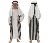 Costume San Giuseppe Pastore Bambini con Copricapo e Tunica Set di Costumi Biblici per Ragazzi Costume da Principe Arabo di Dubai - Ideale per Feste e Celebrazioni (a5-Grey, 8-10 Years)