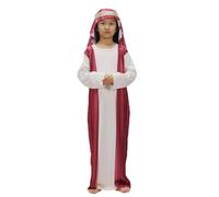 Costume San Giuseppe Pastore Bambini con Copricapo e Tunica Set di Costumi Biblici per Ragazzi Costume da Principe Arabo di Dubai per Carnevale Abito Tradizionale per Natale e Recite (a11-Red, S)