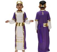 Costume San Giuseppe Pastore Bambini con Copricapo e Tunica Set di Costumi Biblici per Ragazzi Costume da Principe Arabo di Dubai - Ideale per Feste e Celebrazioni (a2-Purple, 8-10 Years)