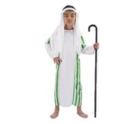 Costume San Giuseppe Pastore Bambini con Copricapo e Tunica Set di Costumi Biblici per Ragazzi Costume da Principe Arabo di Dubai per Carnevale Abito Tradizionale per Natale e Recite (a15-Green, S)