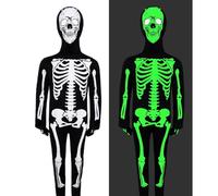 Costume scheletro dei bambini, con cappello, Halloween scheletro Fancy Dress Up, Party Fashion, Children's Skeleton Bone Scaffold Costume Carnival Theme Party Halloween, per Ragazzi e Ragazze