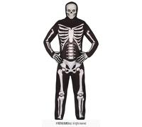 FIESTAS GUIRCA Costume da scheletro per uomo - Tuta nera con stampa scheletro e cappuccio - Costumi di Halloween per uomo e adulto