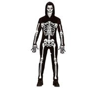 W WIDMANN MILANO Party Fashion - Costume da scheletro, tuta con cappuccio, bianco, si illumina ai raggi UV, costume di Halloween