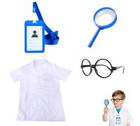 costume scienziato bambino set laboratorio con camice bianco taglia bambini accessori festa tema scienza cosplay gioco educativo regalo Halloween