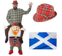 Costume scozzese da uomo con cappello scozzese scozzese Pick Me Up Carry Me con cappello scozzese e bandiera saltire indossabile, perfetto per Burns Night, addio al celibato scozzese