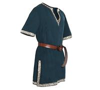 Costume scozzese da uomo medievale cavaliere tunica rinascimentale mercenario scozzese con scollo a V con cintura guerriero halloween vichingo camicia stringata cosplay street