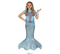 FIESTAS GUIRCA Costume da Sirena Luccicante Bambina - Vestito Infantile Celeste Viola e Argento con Coda di Sirena per Bambine di 5-6 Anni