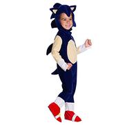Costume Sonic per bambini da 1 a 2 anni, tuta con copriscarpe e accessorio per la testa. Sega Official, per Carnevale, Natale, Compleanni, Feste e Halloween.