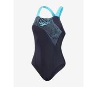 Costume Speedo Medley Logo One Piece blu scuro azzurro donna - 32
