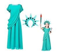 Costume Statua della Libertà, Vestito da Ragazza Greca Antico | Costume Cosplay Statua della Libertà americana per, Costume per la festa Il Costume Cosplay Statua