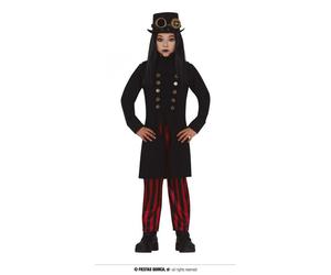 COSTUME STEAMPUNK GOTICA VITTORIANA CARNEVALE VESTITO GUIRCA BAMBINA NO CAPPELLO