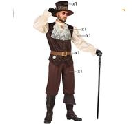 Costume steampunk uomo vittoriano vestito marrone gotico fantascientifico