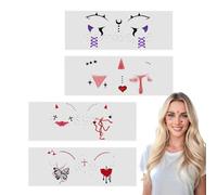 Costume Stickers 4 Pack - Waterproof Horror Decal, Funny Scary Face, Spooky | Fun Costume Stickers 4 Pa Kids Adults Cosplay Makeup Halloween Party Decorations Ghost Fake Blood Stains Decoration Face Body
