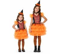Costume Strega Glamour Bambina Arancione Halloween Rubie's S8830 Con Cappello