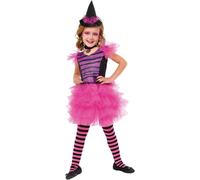 Rubie's Costume da strega glamour rosa per ragazza, vestito, cappello, girocollo e calze, ufficiale Rubies per Halloween, carnevale, compleanno e feste