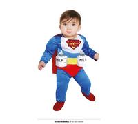 FIESTAS GUIRCA | Costume Super Beb矇 (12-18 Mesi) - Mantello, Tuta e Porta Lattine per Bambini - Costumi da Supereroi e Villain per Feste, Halloween e Carnevale - Ideale per Neonati - Blu e Multicolore