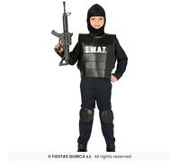 COSTUME SWAT POLIZIOTTO CARNEVALE VESTITO BAMBINO GUIRCA BAMBINA POLIZIA UNISEX