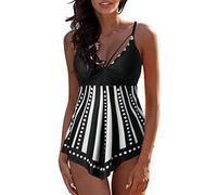 Costume Tankini Donna Mare Curvy Tankini Costumi Estivo Curvy Contenitivo Pancia Bikini Canottiera E Pantaloncino Sportivo Scollo a V Swimsuit Imbottito Reggiseno a Vita Alta Push Up Beachwear