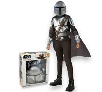 Rubies Costume Mandalorian OPP a buon mercato in scatola per ragazzi e ragazze, Jumpsuit, mantello e maschera, ufficiale Star Wars per carnevale, Natale, compleanno, feste e Halloween.