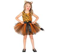Costume Tigre Bambina per Feste a Tema, Carnevale, Taglia 5-7 anni, 128cm
