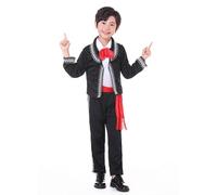 Costume tradizionale per ragazzi, vestito messicano, perfetto per eventi di danza, Halloween, cosplay, include cintura papillon (nero, 5-6 anni)