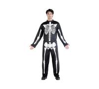 Costume Travestimento Halloween Scheletro Uomo Adulto Taglia Unica Nero Bianco