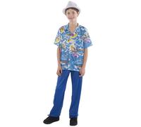 Costume Tropicale Con Camicia E Pantaloni A Fiori Blu Per Bambini