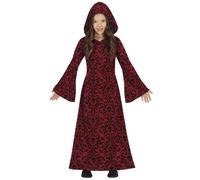 Costume tunica rossa con cappuccio stampa teschi per travestimento halloween bam