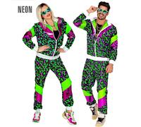 Costume Tuta Anni 80 Party Animal Fluorescente Unisex per Feste a TemaTaglia XXL