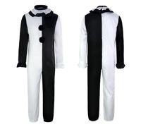 Costume tuta da clown, per Halloween, per cosplay, film terrificante, per adulti, riproduzione dettagliata dei personaggi horror (bianco e nero, XL)