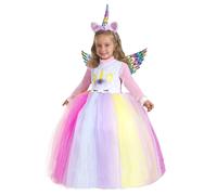 Costume unicorno arcobaleno bambina Carnevale Vestito Pegasus
