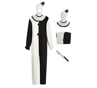 Costume unisex Art the Clown Killer Clown Cosplay Tuta Body Body con copricapo, set completo per Halloween (donna, XS)