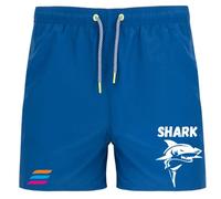 Costume Uomo Boxer | Zena Beach PRO - Stile Aggressivo, Anima Sportiva | Poliestere Riciclato | Asciugatura Rapida | Diversi Colori | Shark Squalo (IT, Testo, L, Regular, Regular, Blu Royal)