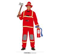 Costume da pompiere carnevale uomo adulto M/L travestimento vigile del fuoco