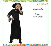 Costume vampira vampiressa bambina taglia 3/4 anni vestito vedova nera Halloween