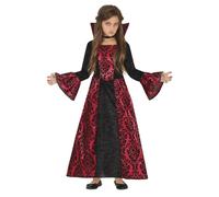 Costume vampira vampiressa draculessa bambina damascato rosso e nero