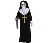 COSTUME VESTITO MASCHERA TUNICA HALLOWEEN E CARNEVALE SUORA HORROR