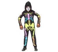 COSTUME VESTITO TRAVESTIMENTO CARNEVALE HALLOWEEN SCHELETRO COLORATO 2/13 ANNI
